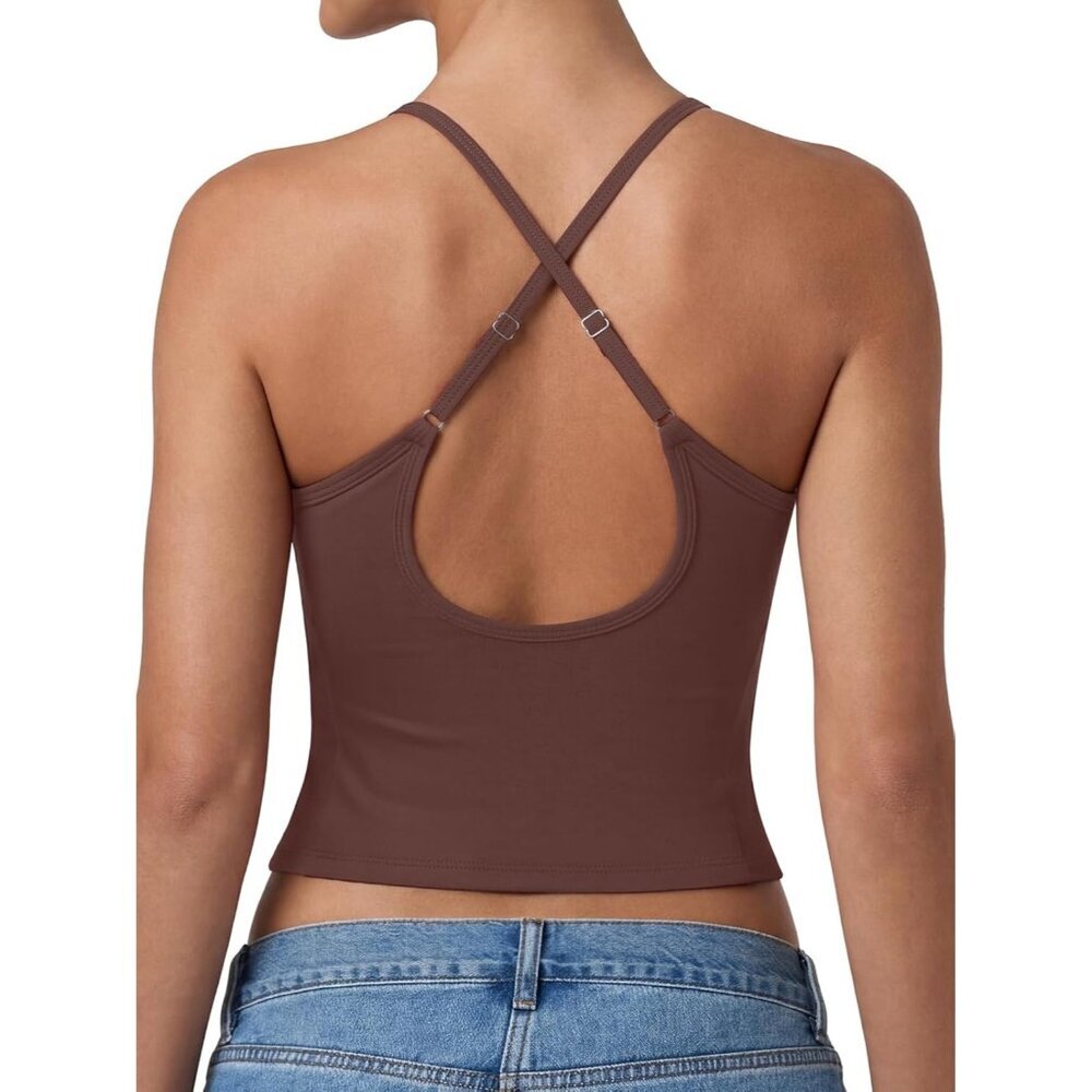 Women's Tank Top Coffee Backless Sleeveless Halter Neck Classic Summer Comfort